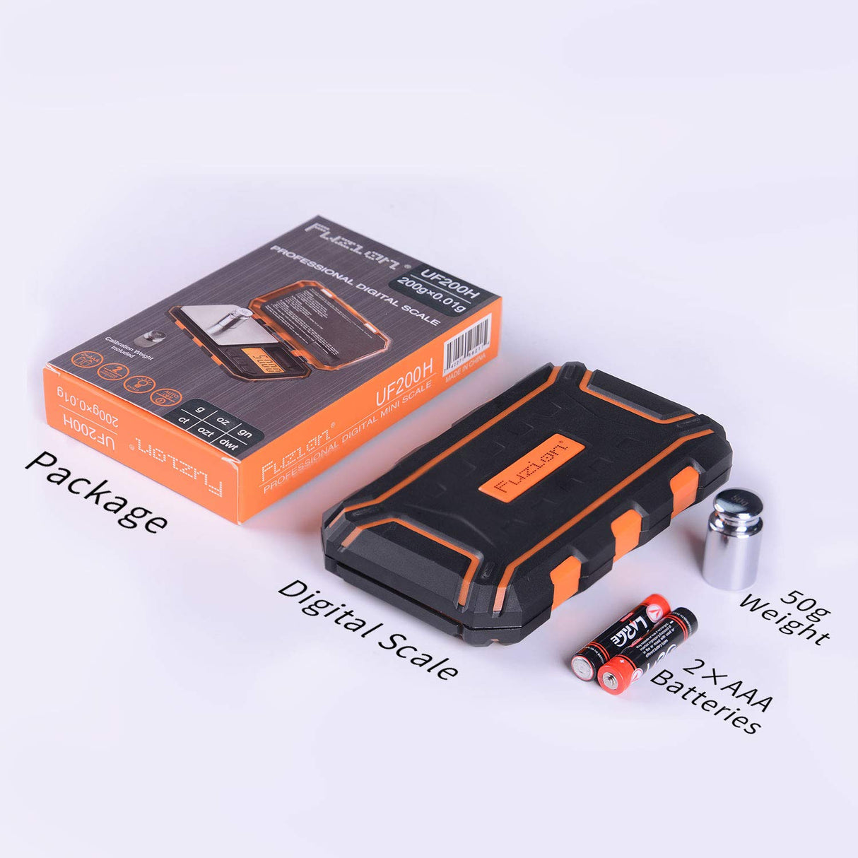 Fuzion Digital Pocket Scale, 200g x 0.01g, 6 Units Conversion Mini Scale with LCD Display, Tare Function for Food, Jewelry, Medicine, Coffee (Battery Included) Fuzion