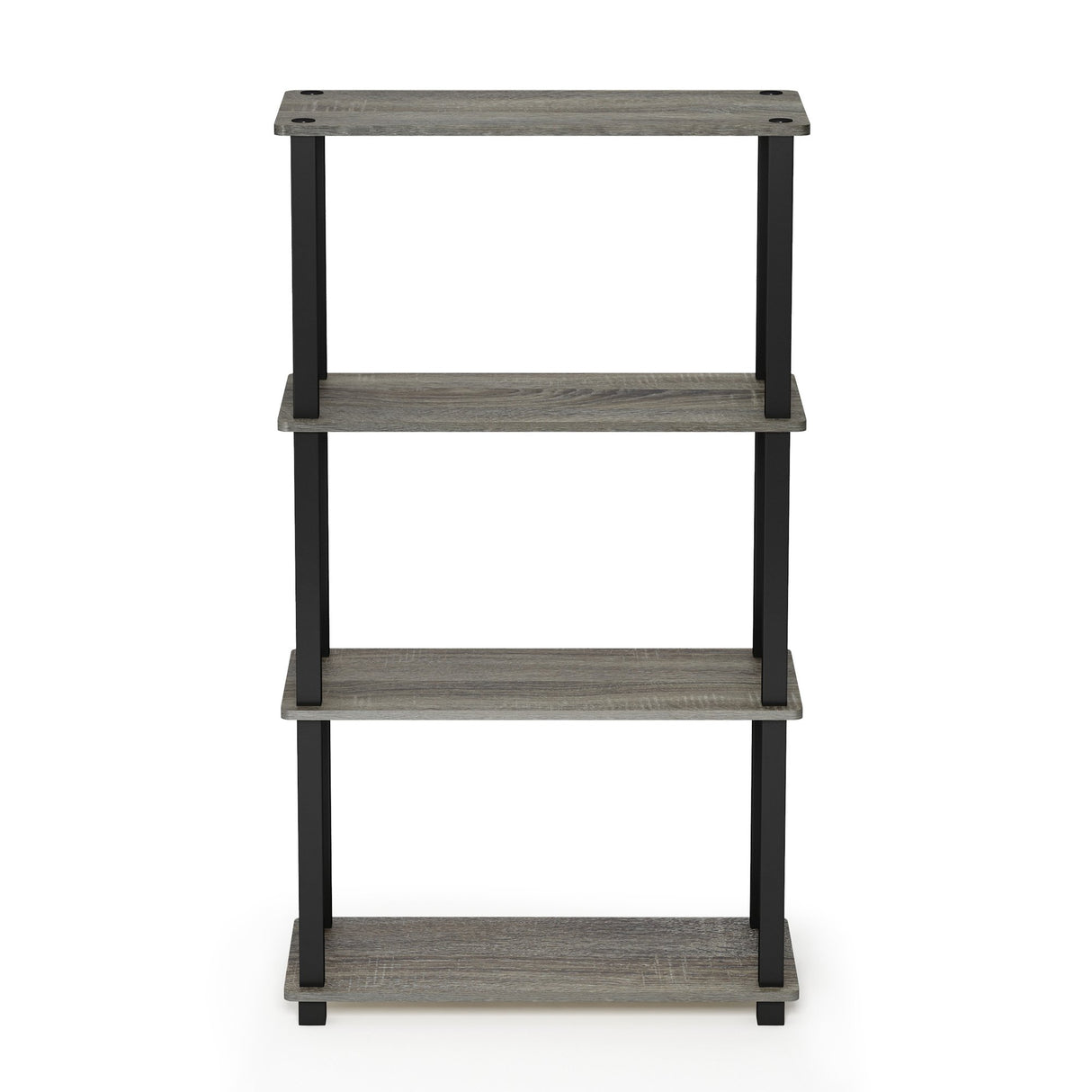 Furinno Turn-N-Tube 4-Tier Multipurpose Shelf Display Rack, Square Tube, French Oak Grey/Black Furinno