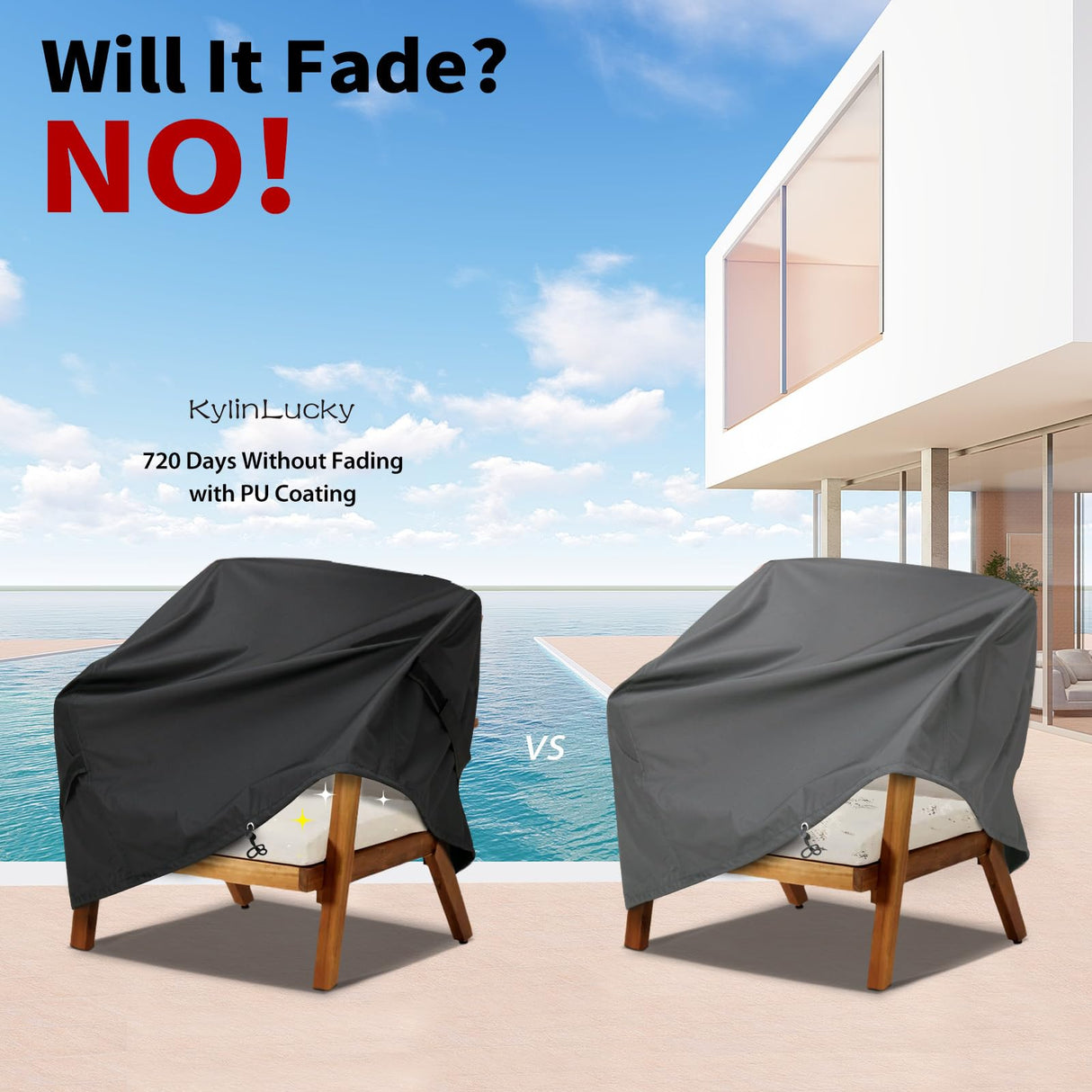 KylinLucky Patio Furniture Covers Waterproof for Chairs, Lawn Outdoor Chair Covers Fits up to 32 W x 37 D x36 H inches 2 Pack Black KylinLucky