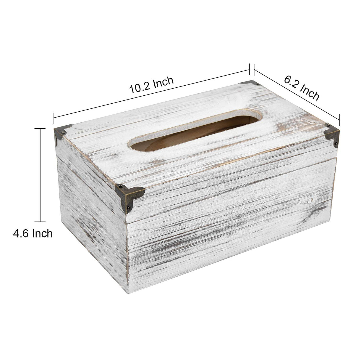 Distressed Wooden Rustic Facial Tissue Box Holder Tissue Box Cover Napkin Dispenser for bathroom Living room dining room bedroom toilet (Washed white) VERGOODR