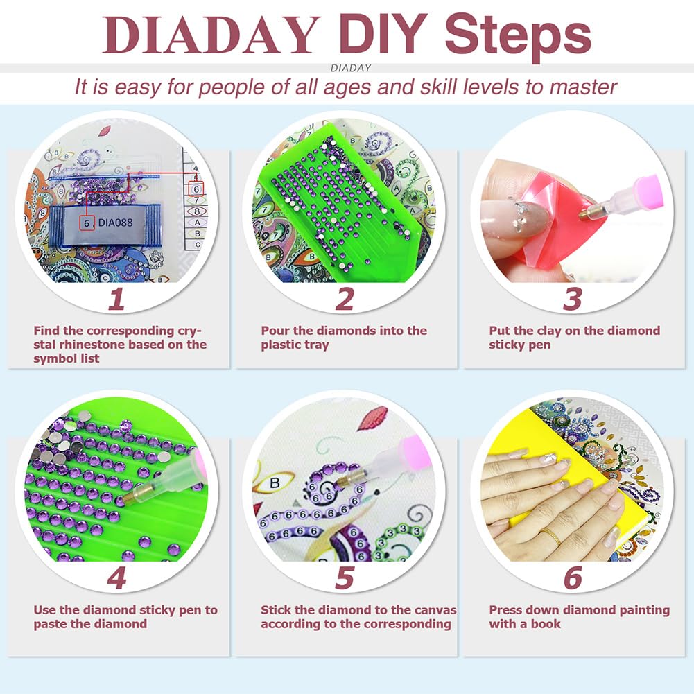 DIADAY Elephant Diamond Painting Kits, 5D Special Shape Diamond Art Kits for Adults, Crystal Rhinestones Art Craft for Beginners DIY Home Wall Decor Gift, 12 × 12 Inches DIADAY