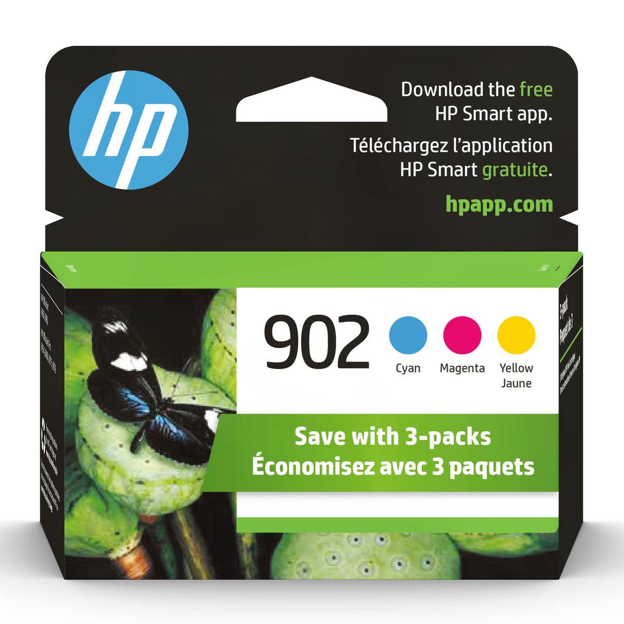 HP 902 Cyan, Magenta, Yellow Ink Cartridges (3-pack) | Works with HP OfficeJet 6950, 6960 Series, HP OfficeJet Pro 6960, 6970 Series | Eligible for Instant Ink | T0A38AN HP