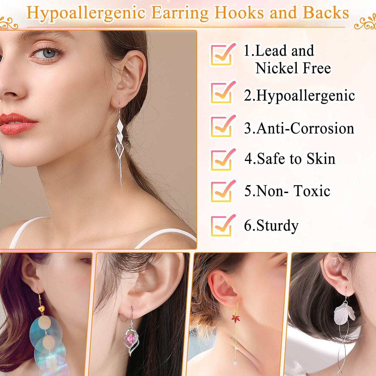 Hypoallergenic Earring Making Kit, modacraft 2000Pcs Earring Making Supplies Kit with Hypoallergenic Hooks, Earring Findings, Backs, Pins Jump Rings for Jewelry Making Supplies Modacraft