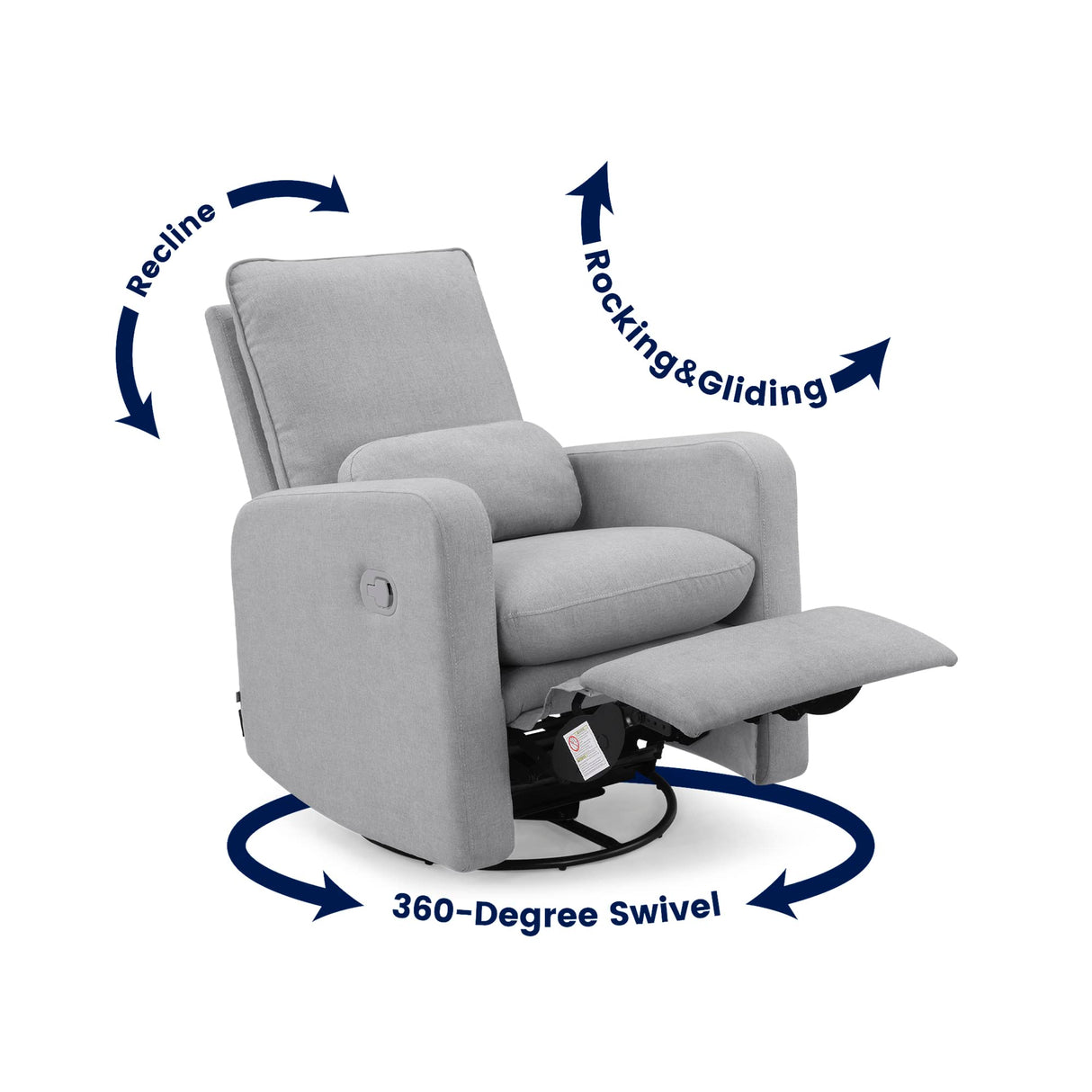 GAP babyGap Cloud Recliner with LiveSmart Evolve - Sustainable Performance Fabric, Grey Delta Children