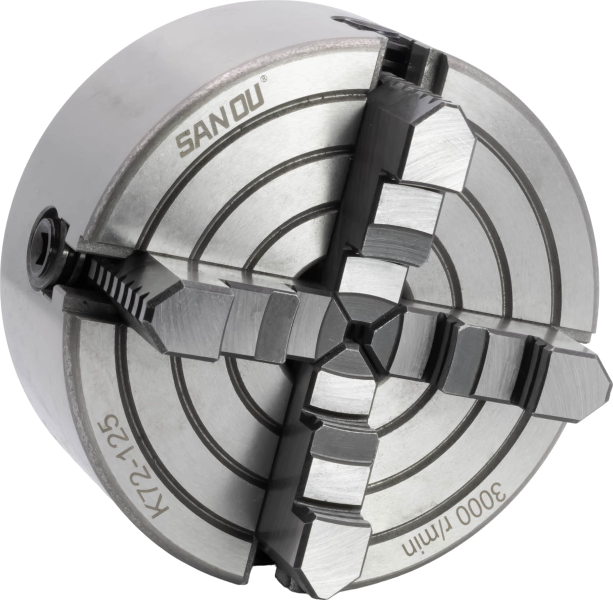 CME 5" 4-Jaw Independent Lathe Chuck with 1 1/2"-8 Threaded Semi-Finished Backing Plate, Machine to Fit Chuck, Reversible Jaws CME Tools