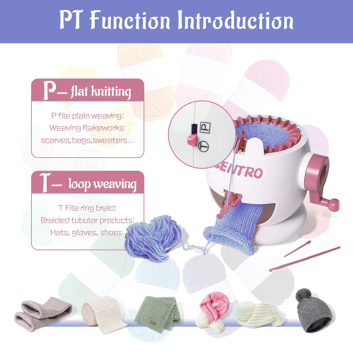 SENTRO Knitting Machine, 22 Needles Knitting Machines for Kids, Crochet Knitting Machine Kit for Sock/Hat/Pumpkin FYGAIN