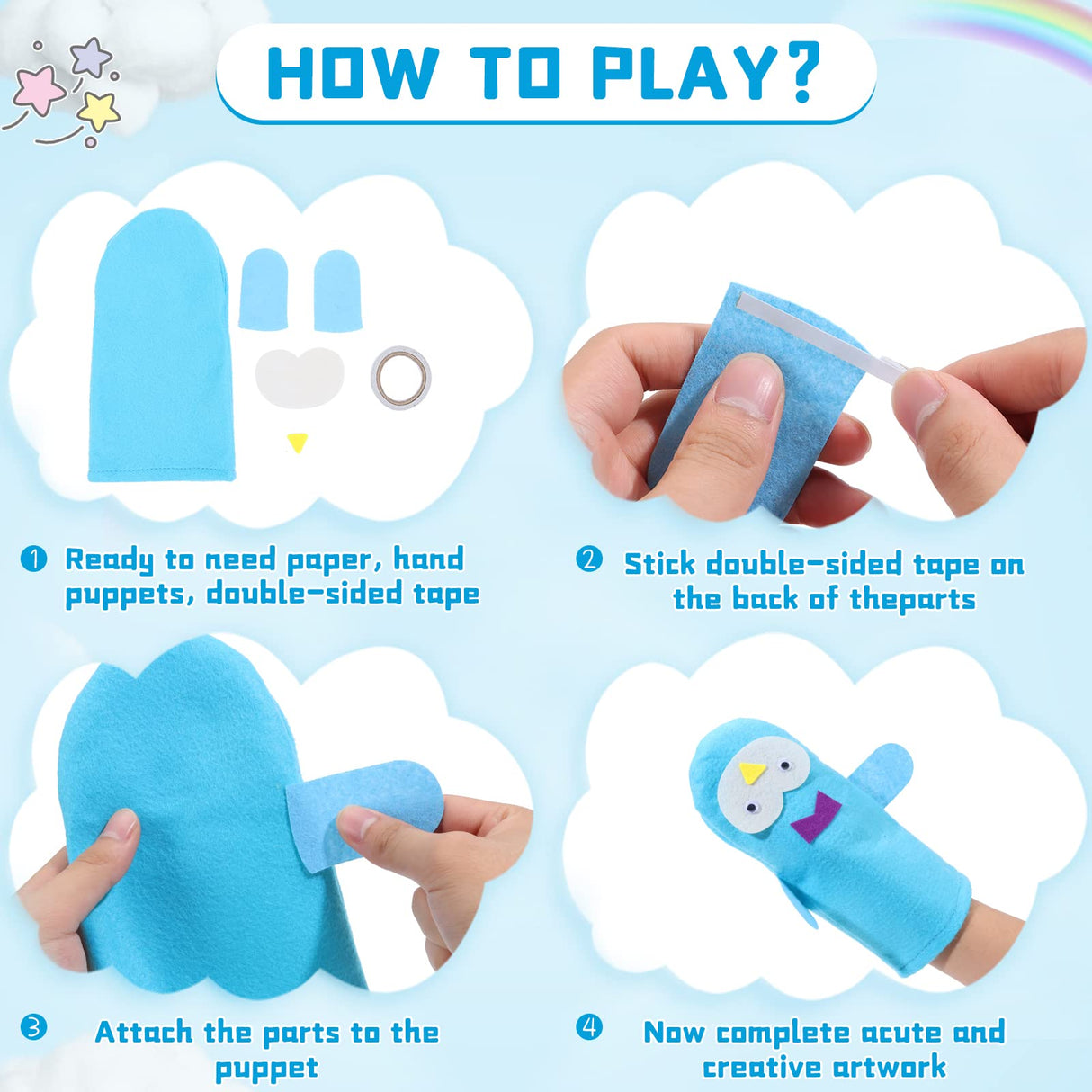 18 Pieces DIY Hand Puppets Making Kit Felt Sock Creative Art Craft Making Your Own Puppets Colorful Pompoms Wiggle Googly Eyes Storytelling Role Play Party Supplies Yaveron