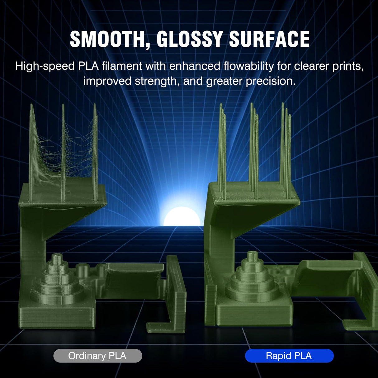 JAYO Rapid PLA 3D Printer Filament Bundle 2KG, High Speed PLA Filament 1.75mm 50mm/s - 600mm/s Print Range, 8 Pack 250g Spool Filament (Black, White, Blue, Red, Pink, Orange, Yellow, Olive Green) JAYO