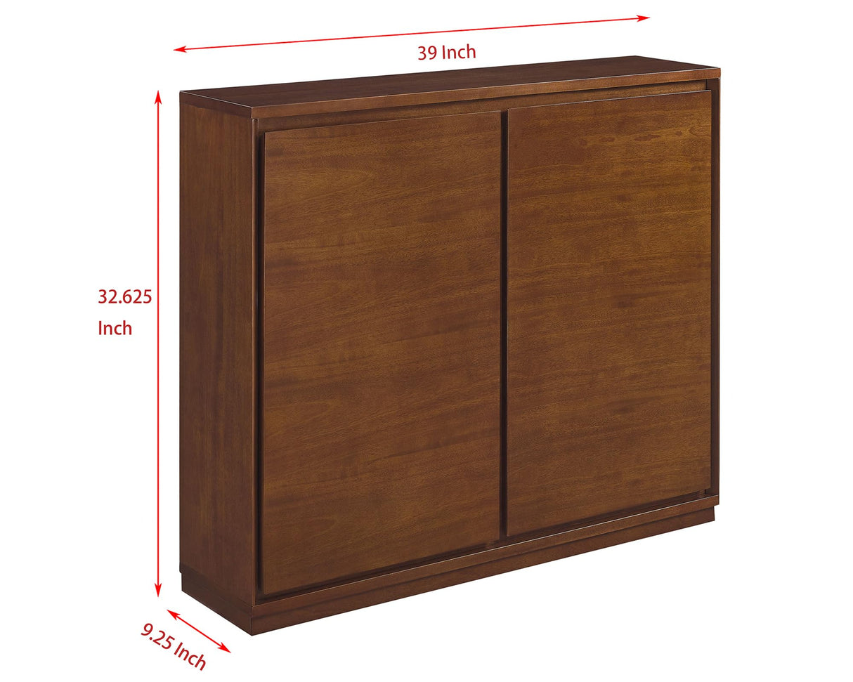 LKTART Mid Century Modern Sideboard Buffet Cabinet, Narrow Walnut Sideboard,Wood Storage Cabinet Credenza with 2 Doors for Living Room, Kitchen, Entryway, Hallway(9.25" D*39" L) LKTART