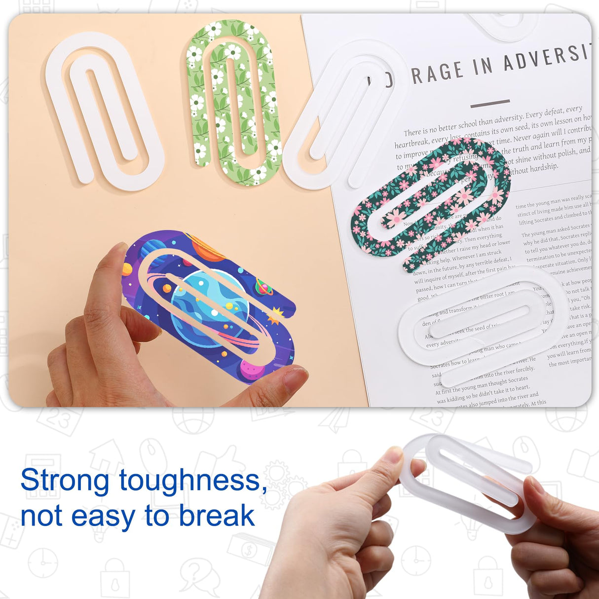 20 Pack Sublimation Paper Clips Sublimation Blank Thermal Acrylic Paperclip Mockup,4 x 2 inch Jumbo Paperclip Design for Sublimation, Creative Gift for Office, Classroom Supplies, Paperclip libfrnt