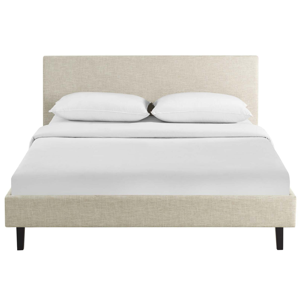 Modway Anya Upholstered Beige Platform Bed with Wood Slat Support in Queen Modway