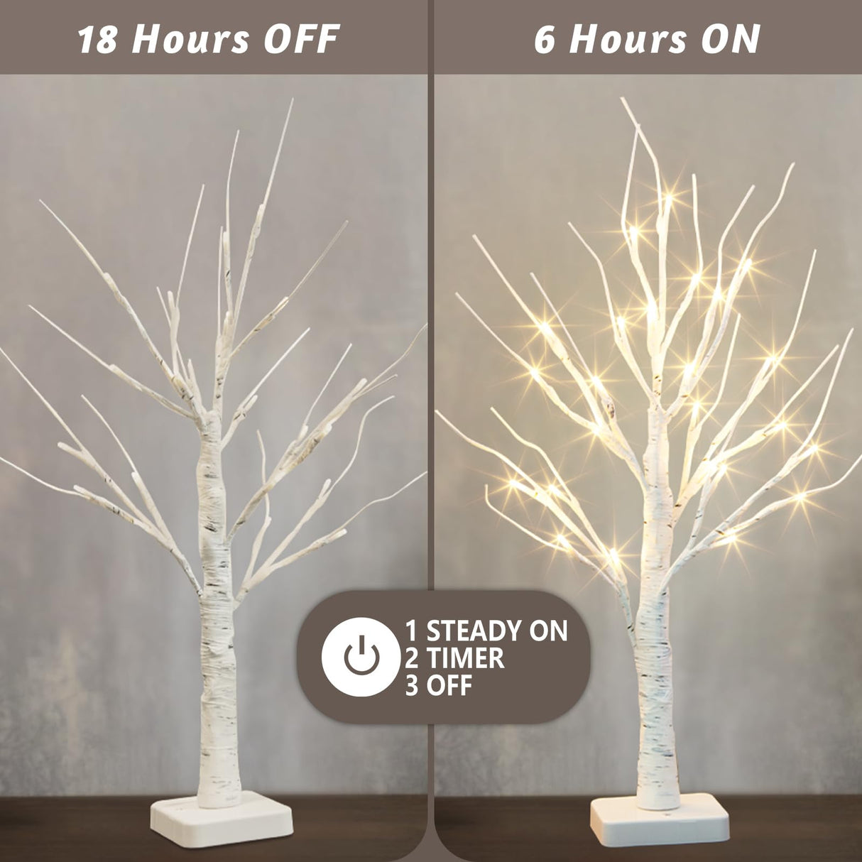 Vanthylit Lighted Birch Tree Battery Powered Tabletop Tree Decorations for Home Mantle Party Christmas Decorations (22 Inch) Vanthylit