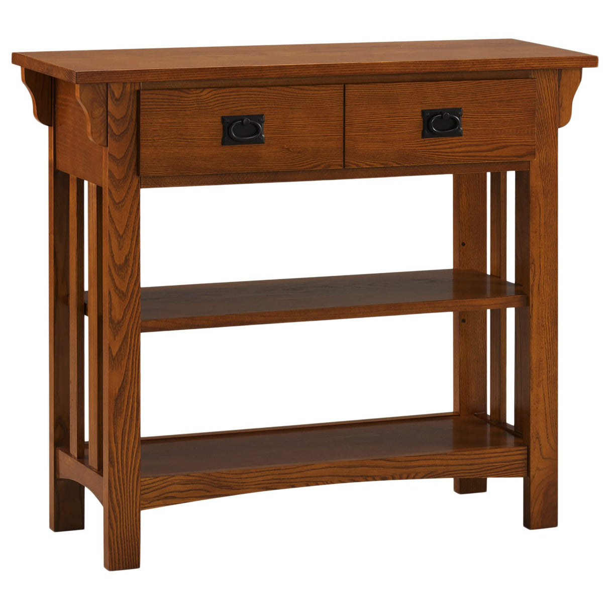 Leick Home 8261 Mission Bookcase Console Table with Drawers, Made with Solid Wood, for Living Room, Entry Way, Office, Bedrooms, Russet Finish Leick Home