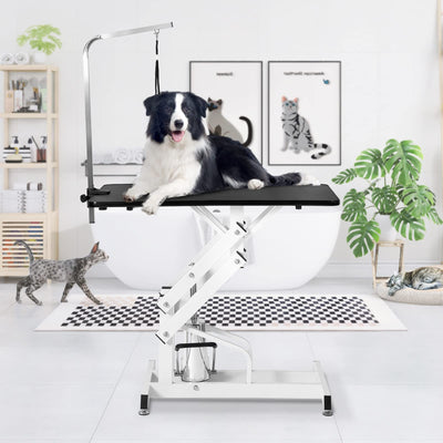 JETEAGO 42.5” Pet Dog Hydraulic Grooming Table Adjustable Height Trimming Drying Table with Arms, Noose for Small/Medium/Large Dogs, Cats, Maximum Capacity Up to 360lbs