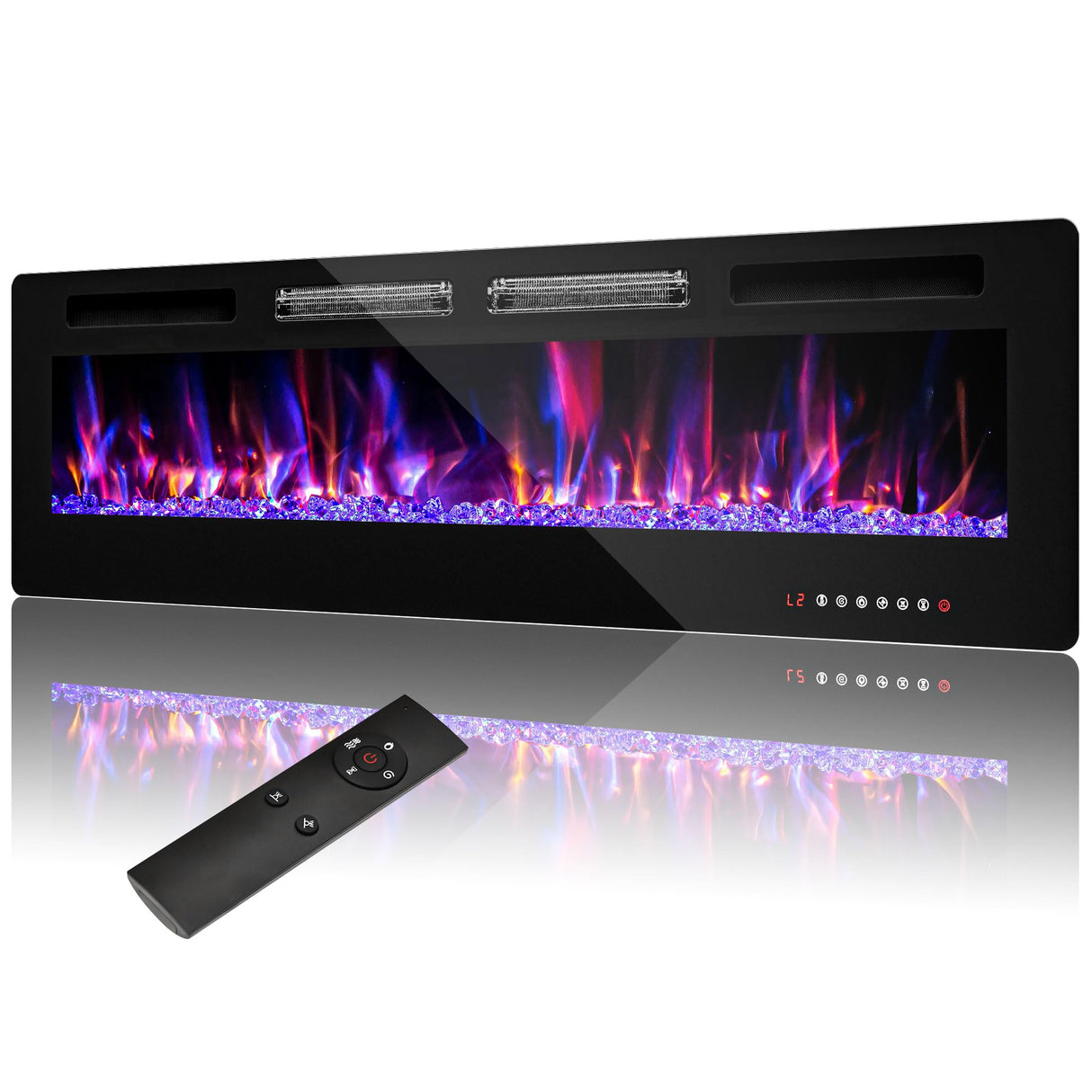 72" Electric Fireplace in-Wall Recessed,1500W Ultra-Thin Wall Mounted Fireplace Heater, Multicolor Flame Low Noise Timer Touch Screen &Remote Control Ludatido