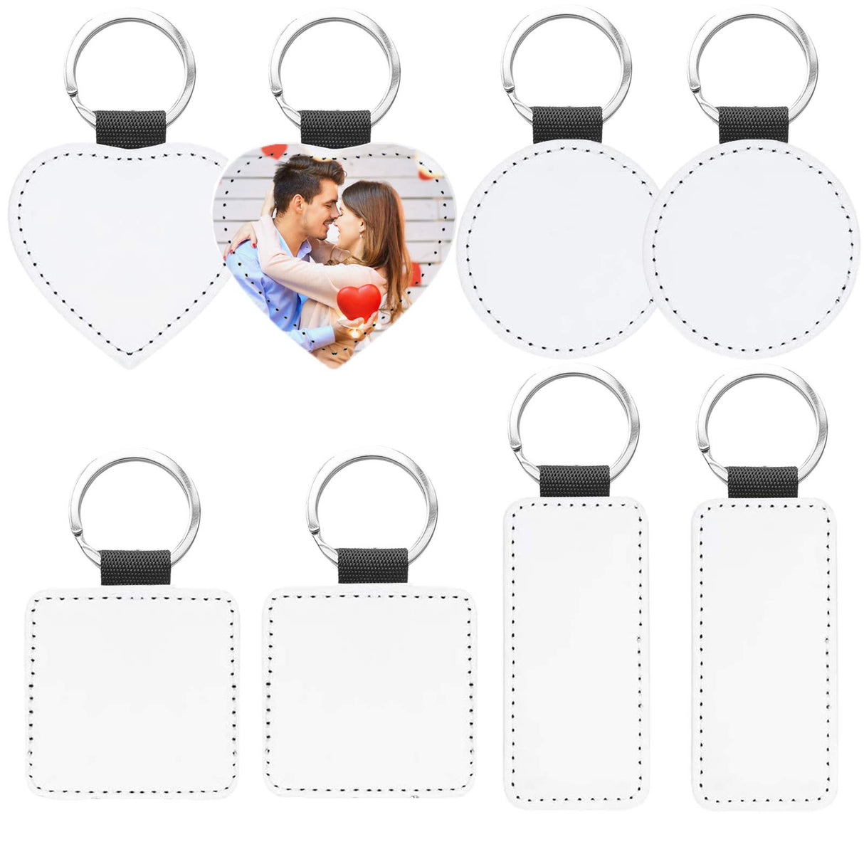 Arokimi Sublimation Keychains Blank,PU Leather Heat Transfer Keychain Keyring,8 Pcs Arokimi