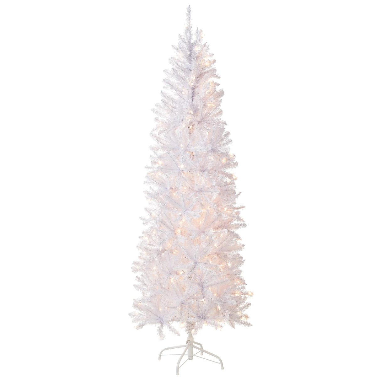 National Tree Company Artificial Pre-Lit Slim Christmas Tree, White, Kingswood Fir, White Lights, Includes Stand, 7 Feet National Tree Company