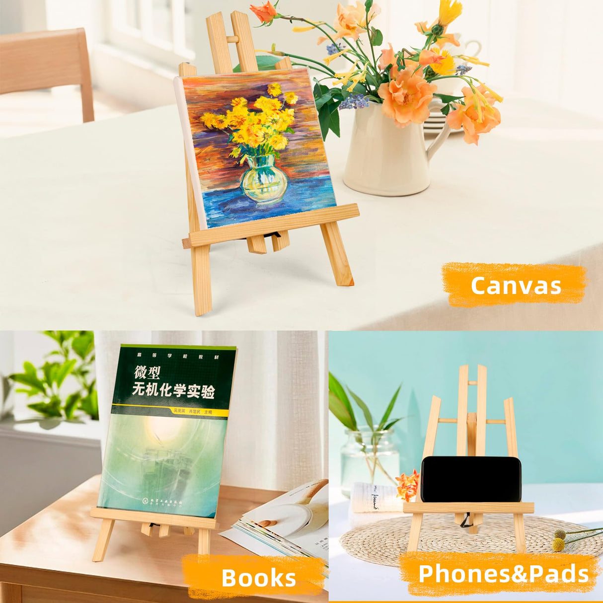 idoobi 16 Pack 11.8" Wooden Easel, Easel Stand for Painting, Tabletop Easel for Artist/Students/Beginners, Portable Canvas Photo Picture Sign Holder idoobi