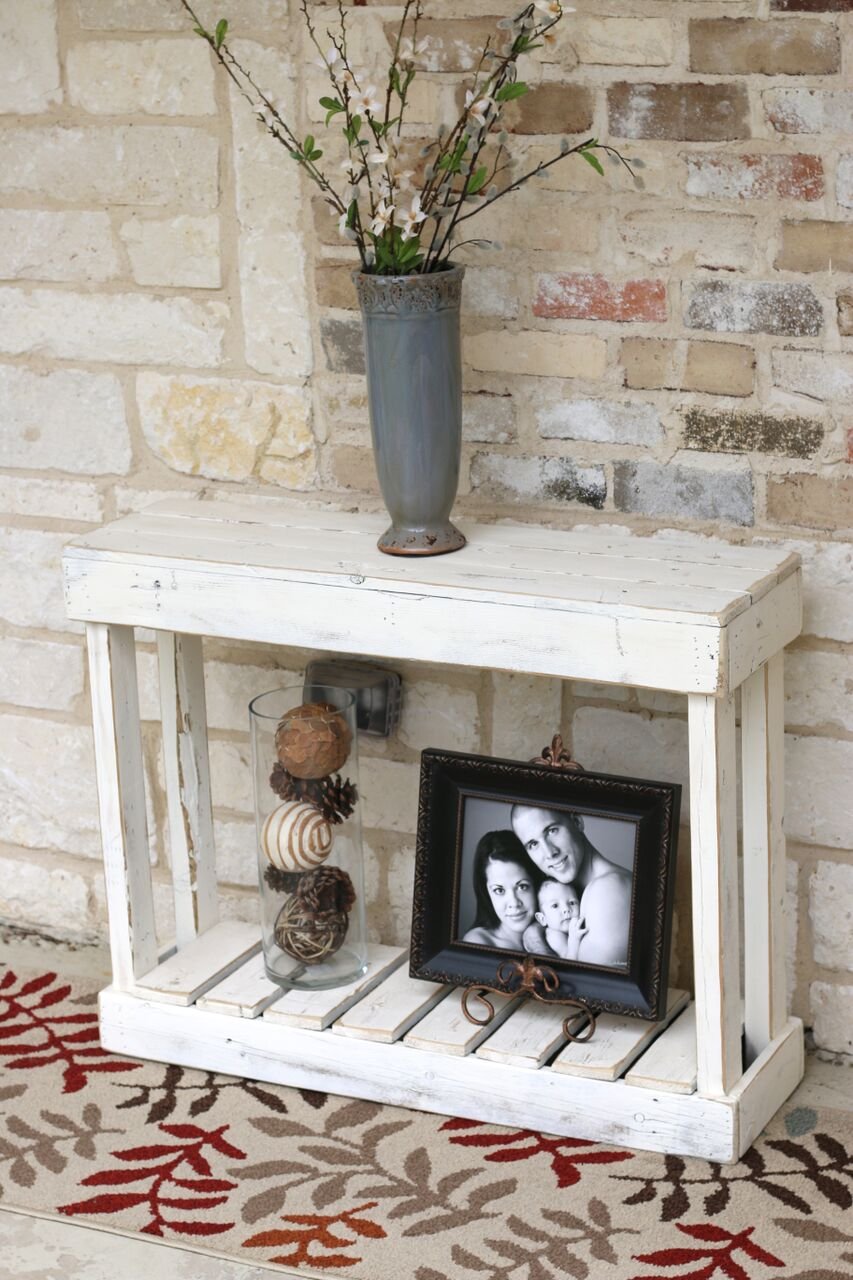 Doug and Cristy Designs White 36" Slatted Bottom Console Doug and Cristy Designs