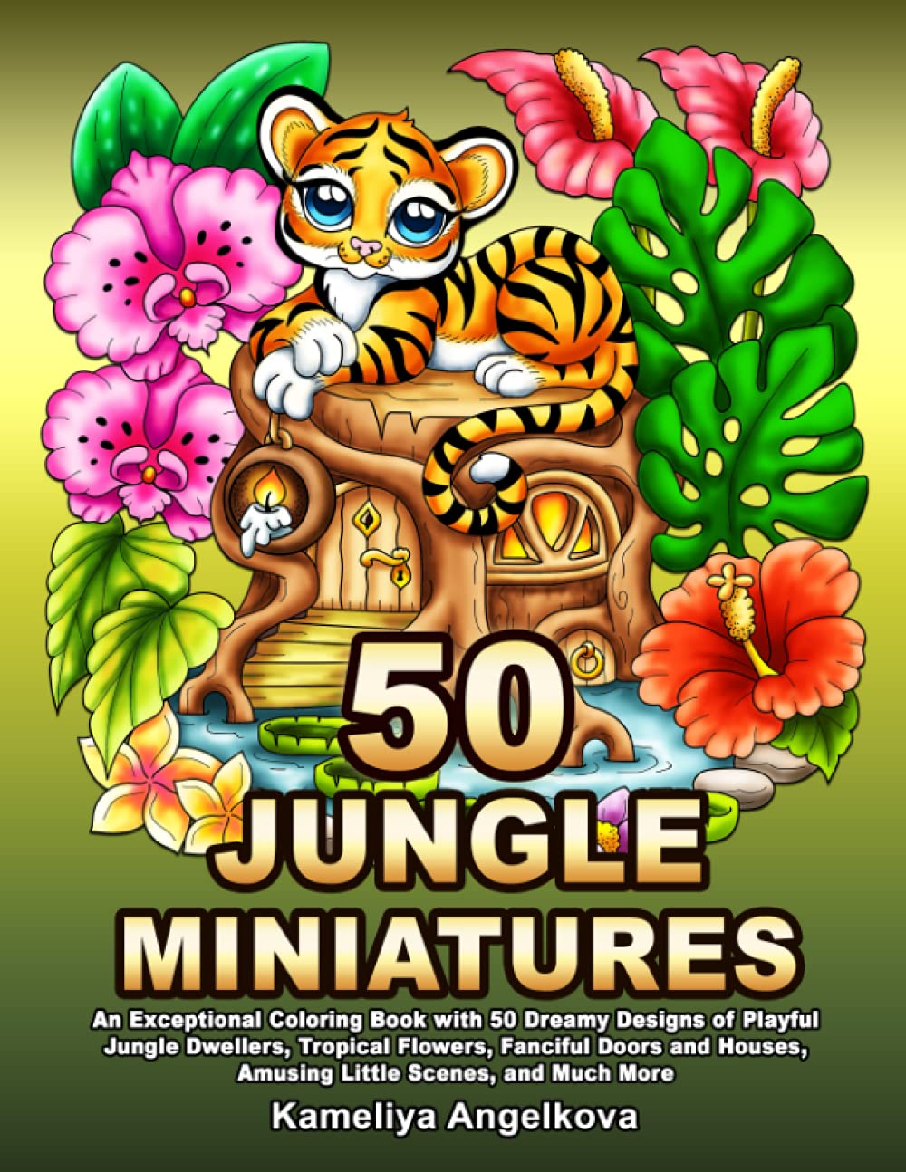 50 JUNGLE MINIATURES: An Exceptional Coloring Book with 50 Dreamy Designs of Playful Jungle Dwellers, Tropical Flowers, Fanciful Doors and Houses, Amusing Little Scenes, and Much More WoodArtSupply