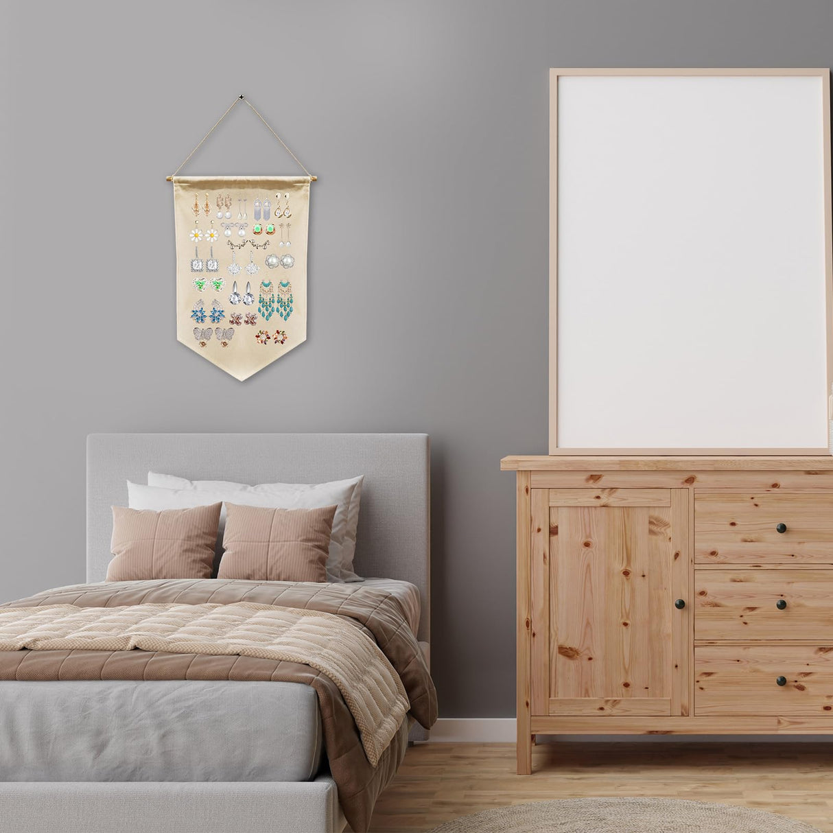 3 PCS Canvas Banners Wall Hanging Brooch Jewelry Storage Case Stand Enamel Pin Display, Sublimation blank Banner,Holder Earrings Necklace Pin Collection Organizer OKBA