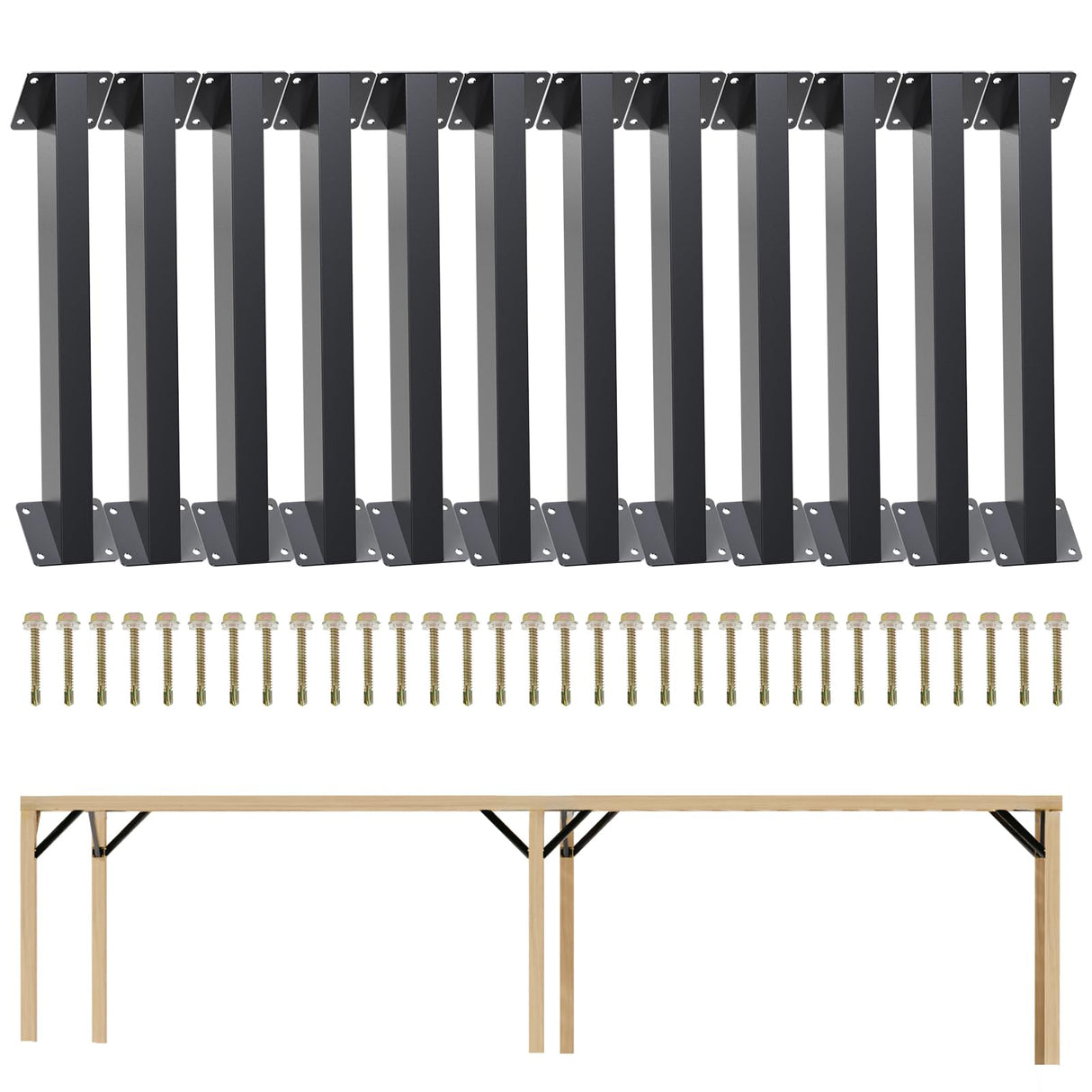 Grehitk 12PC 45 Degree Angle Support Bracket, Pergola Kit Heavy Duty Connector Brace Bracket Kit for Pergolas for for Gazebos Patio Pergolas Log Cabin Elevated Wood Stand Kit Grehitk