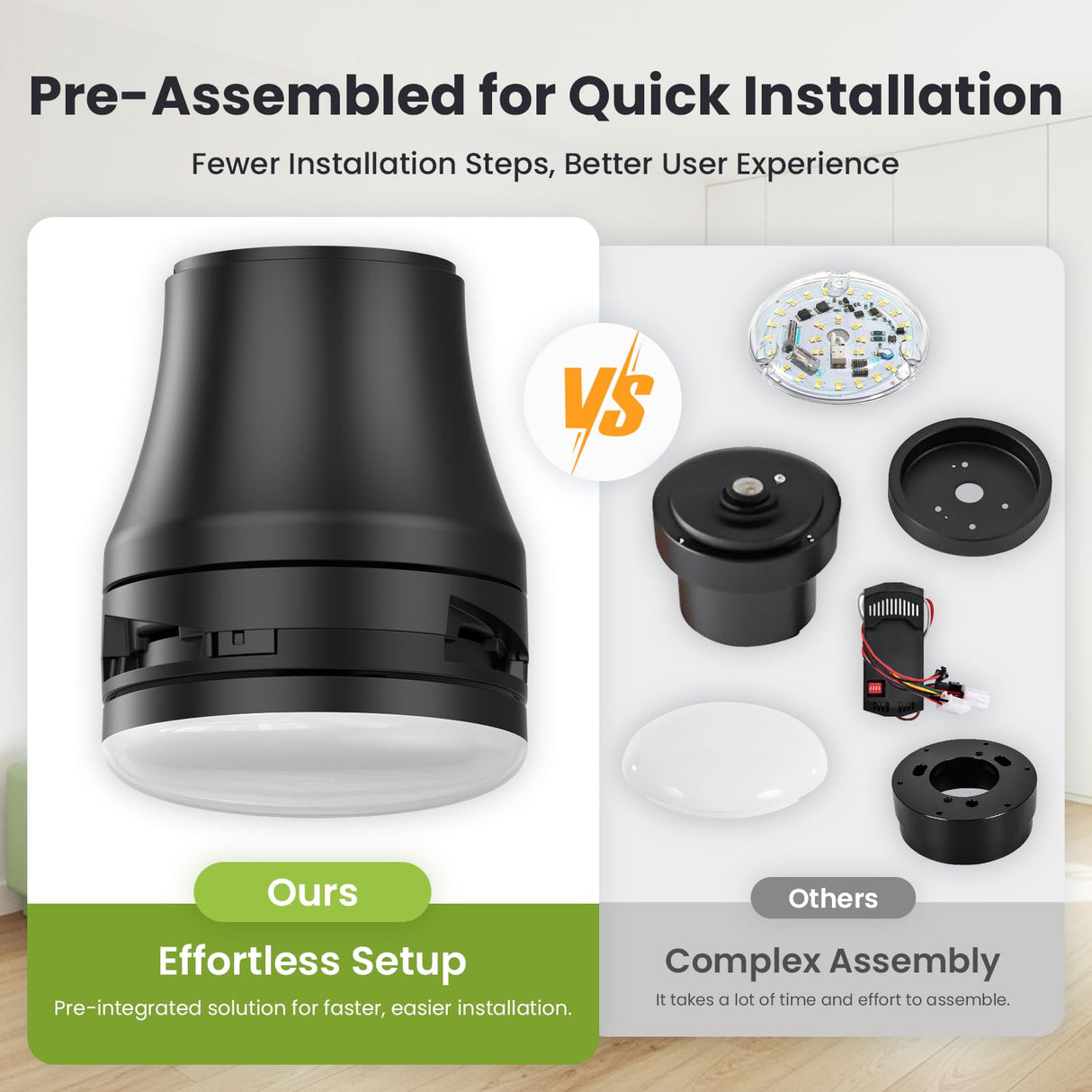 OSTIVE Ceiling Fans with Lights and Remote: 42 Inch Modern Black Ceiling Fan, Low Profile Flush Mount, Quiet Reversible DC Motor & 3CCT Dimmable LED for Bedroom Living Room Kitchen Indoor Outdoor OSTIVE