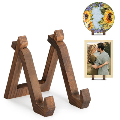 ANBOXIT Plate Display Stand, 6 Inch Plate Holder for Displaying, Decorative Picture Frame Dish Photo Plaque Platter Wood Stand