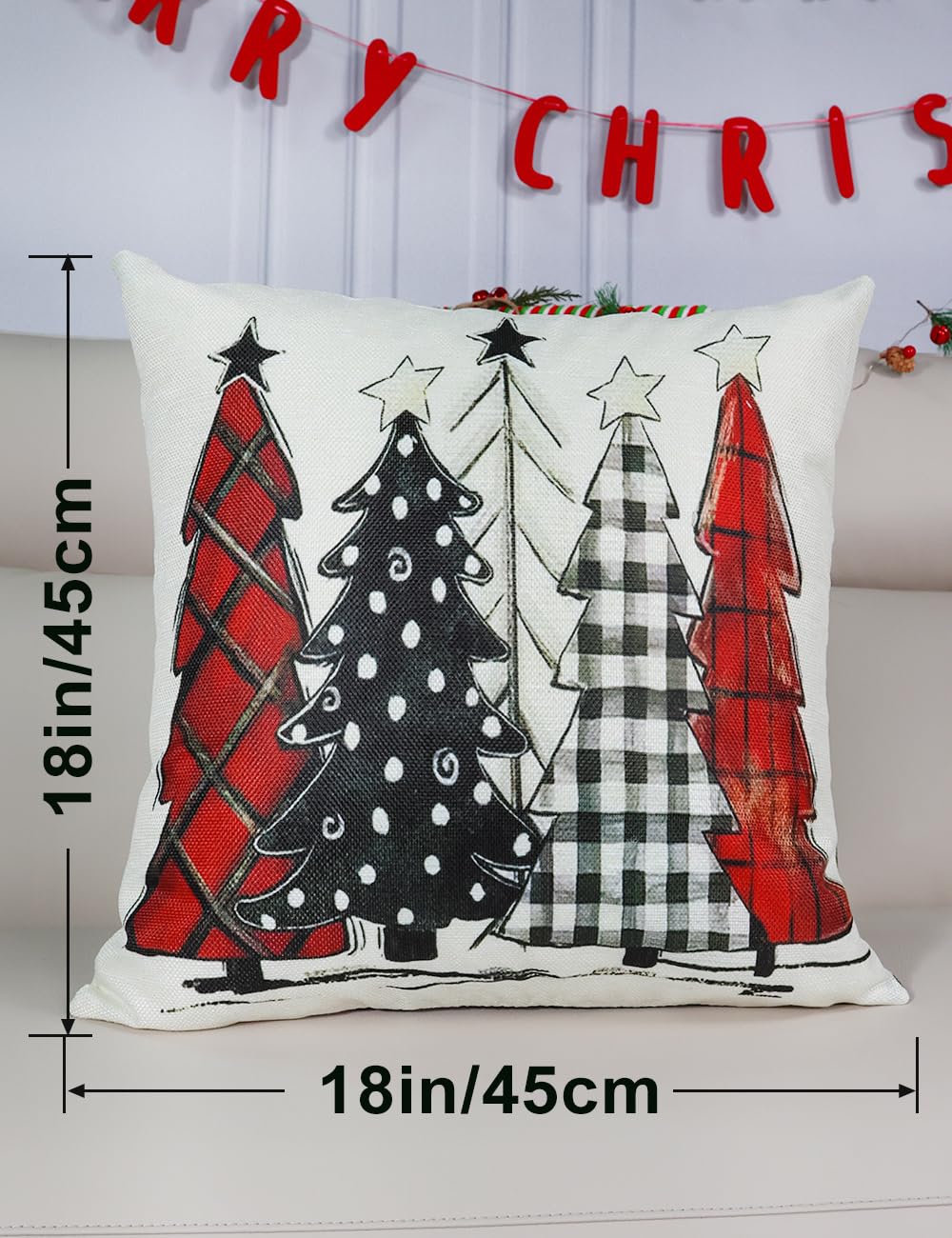 Multiwins Double-Sided Print Christmas Pillow Covers Set of 4, 18" x 18", 8 Cute Christmas Decor Patterns, Perfect for Home Decor multiwins