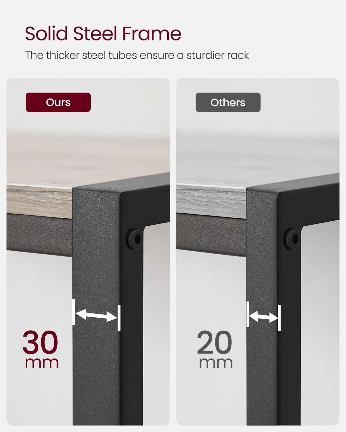 VASAGLE Bakers Rack, Coffee Bar, Kitchen Storage Shelf Rack with 10 Hooks, 3 Shelves, Adjustable Feet, for Microwave Oven, 15.7 x 33.1 x 66.9 Inches, Industrial, Greige and Black UKKS017B02 VASAGLE