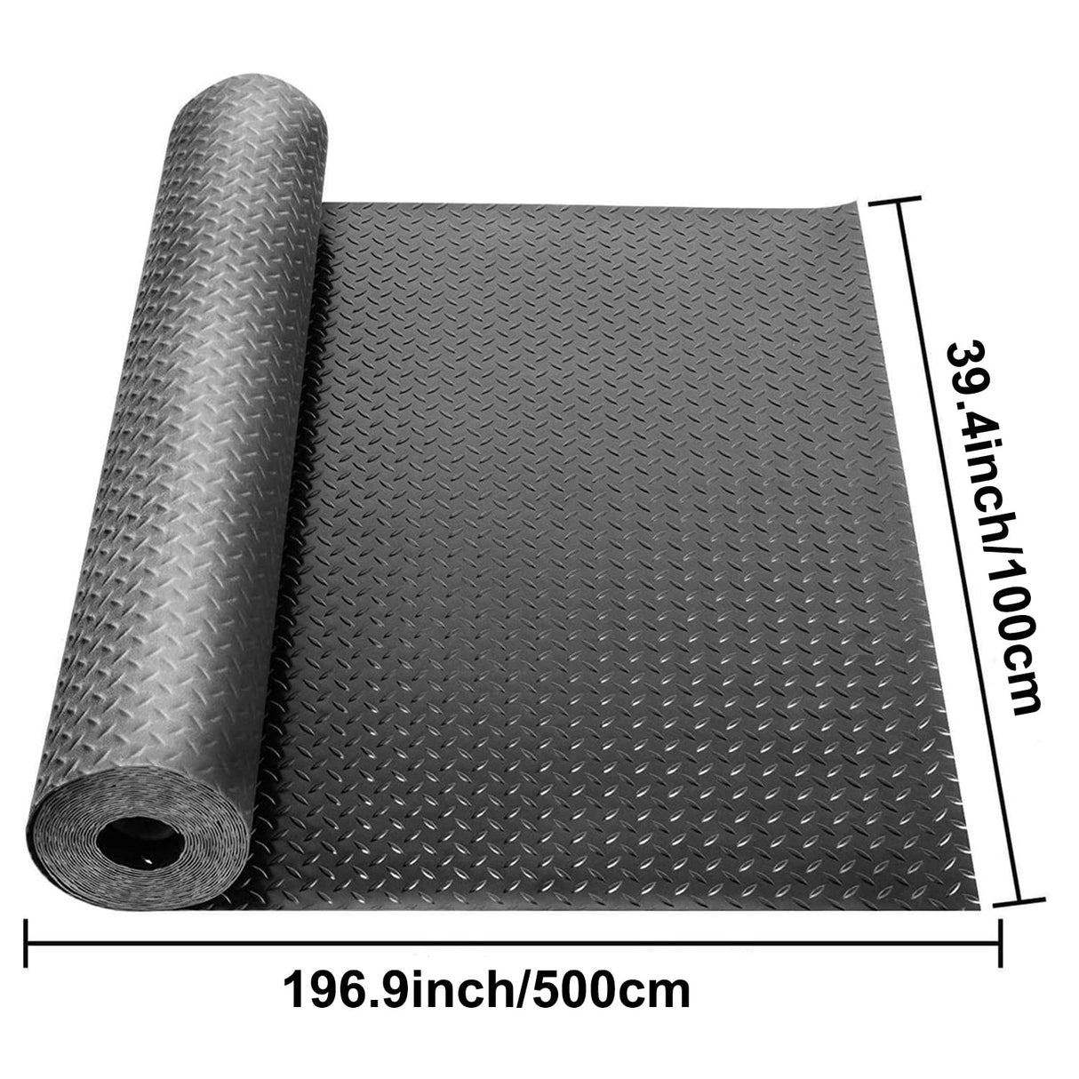 uyoyous 3.3 x 16.4FT Rubber Diamond Garage Floor Roll Diamond Tread Rollout Garage Flooring Rolls Diamond Plate Rubber Flooring Rolls Diamond Plate Pattern Flooring for Garage Industry Gym uyoyous