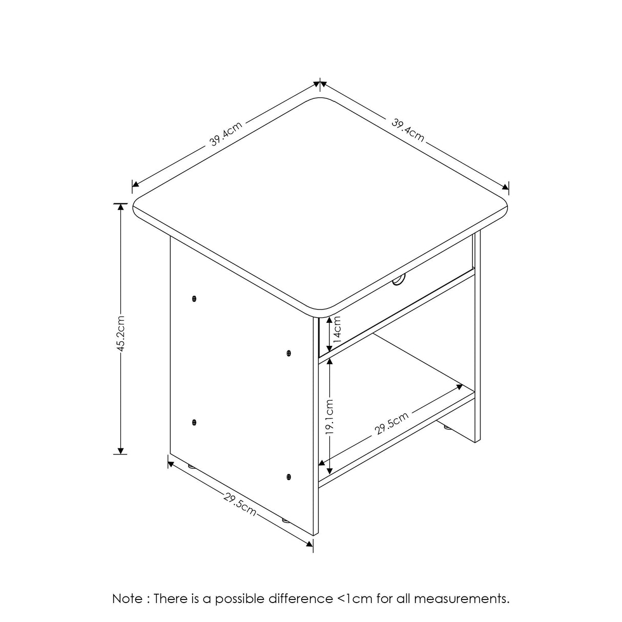 Furinno Dario End Table / Side Table / Night Stand / Bedside Table with Bin Drawer, 2-Pack, Pink/Light Pink Furinno