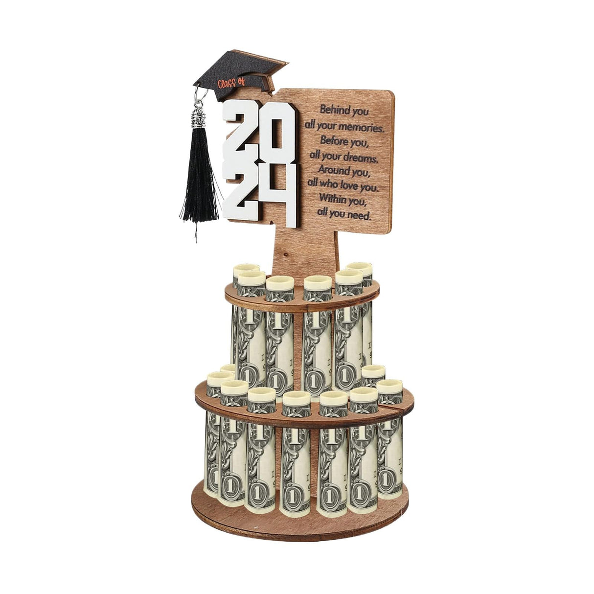 Graduation Money Gift Holder, 2024 New Graduation Gift Money Holder Congratulation Card Holder Money Cake for Graduation Party Graduation Gift Cake Layered Wallet Ornament-Khaki Generic