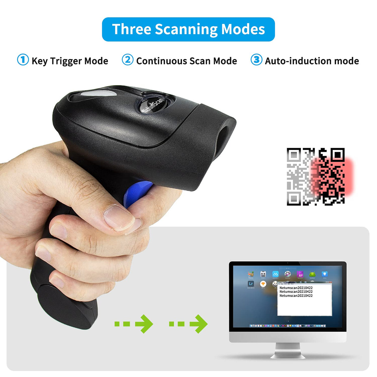Handheld USB QR Barcode Scanner Reader for Computers, NetumScan Handheld Wired Automatic 1D 2D Image Bar Code Scanners for Mobile Payment, Store, Supermarket, Warehouse NetumScan