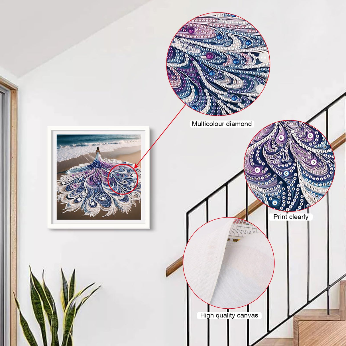 Diamond art Painting Kit, 5D DIY Beach beauty, Special Shape Crystal Artificial Diamond Partial Mosaic Handicraft for Beginners, Wall Decor Art For Bedroom, Office, Living Room, Christmas Gift MVVMTOP