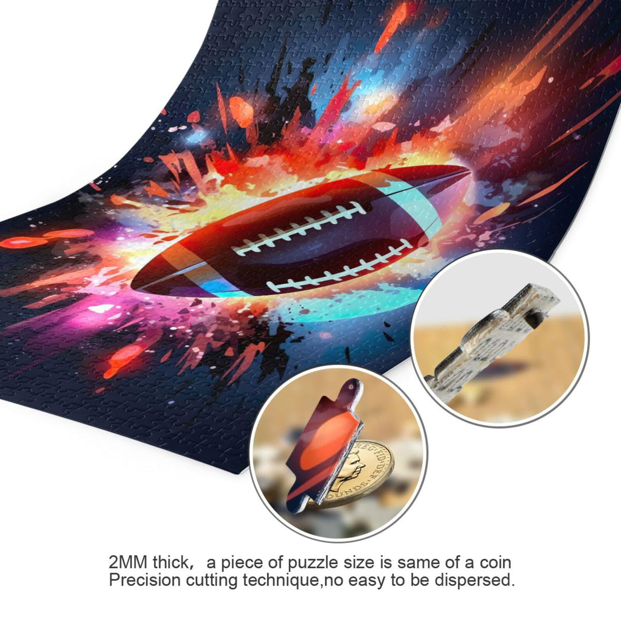 DOMIKING Glowing American Football Black Jigsaw Puzzles for Adult 500 Pieces Impossible Puzzles for Boy Girl Home Decor DOMIKING