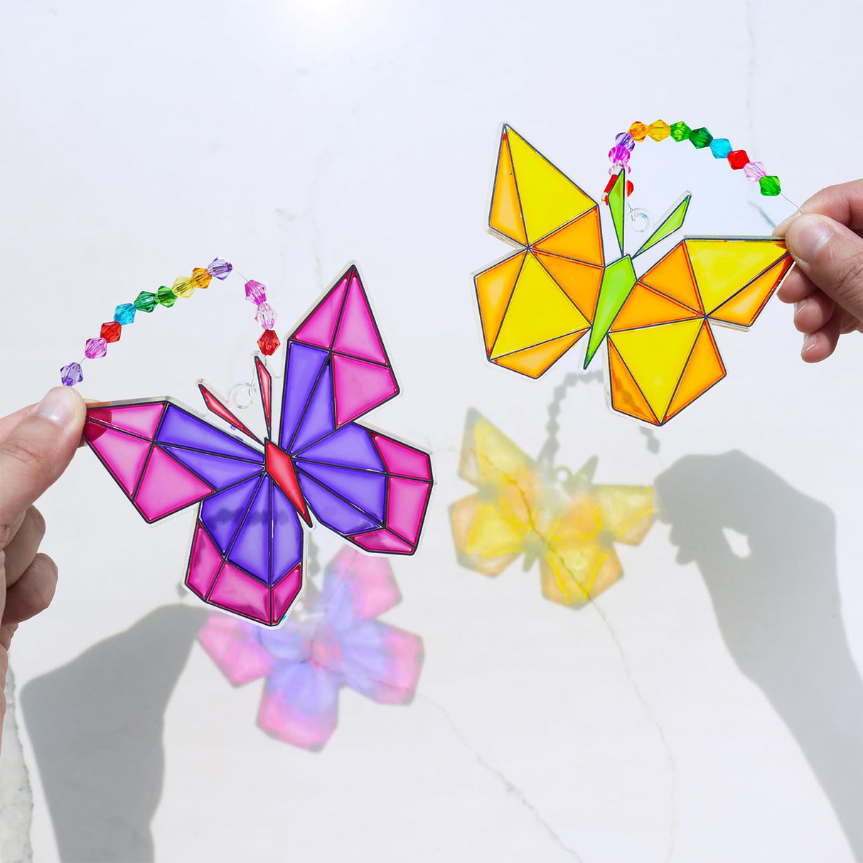 Winlyn 27 Sets Butterfly Suncatchers Ornaments Decorations DIY Window Paint Art Craft Kits Rainbow Sun Catchers Painting Kit for Kids Spring Summer Camping Classroom Party Activities Art Project Winlyn