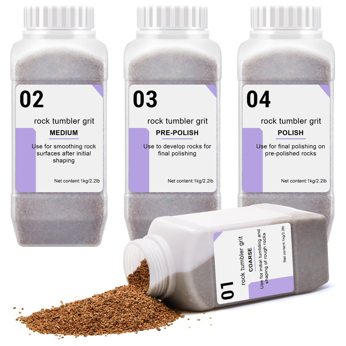 Nuanchu 8.8 Pounds Walnut Shell Media Rock Tumbler Grit and Polish Refill Kit, Tumbling Grit Media and Polish Refill Kit Rock Polish Supplies & Accessories for Rock Brass and Metal Cleaning Polishing Nuanchu