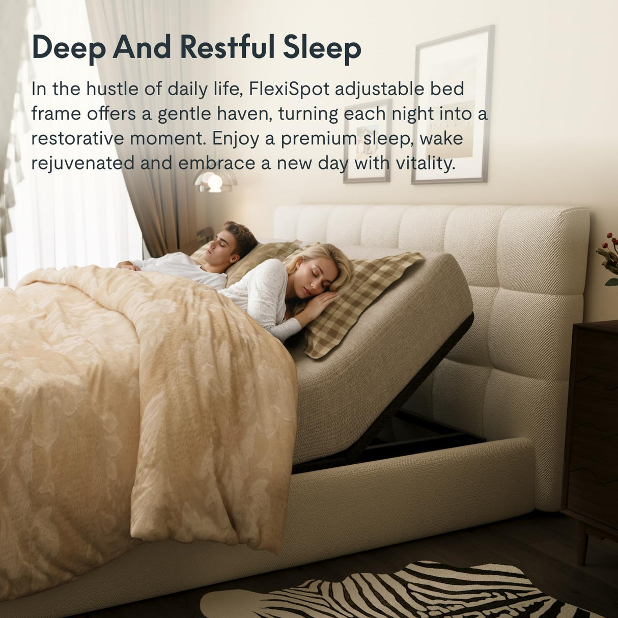 FLEXISPOT Split King Adjustable Bed Frame Base–Zero Gravity & Soothing Massage,Memory Positions,Whisper-Quiet Motor,Quick Assembly,Adjustable Legs,Under-Bed Light & Wireless Remote,750 lbs FLEXISPOT