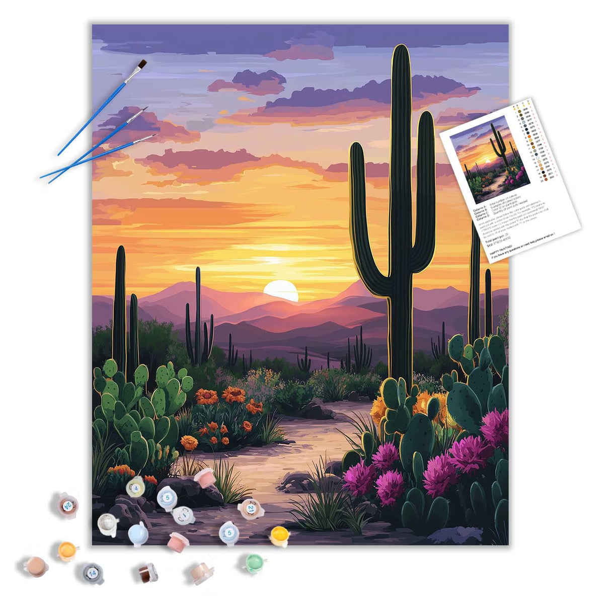 ARNLRDYA Cactus in Desert Paint by Numbers for Adults, Floral Sunset Paint by Number Kits for Beginner, Gobi Desert Scenery Acrylic Painting on Canvas for Gift Home Wall Decor(16×20inch, Unframe) ARNLRDYA