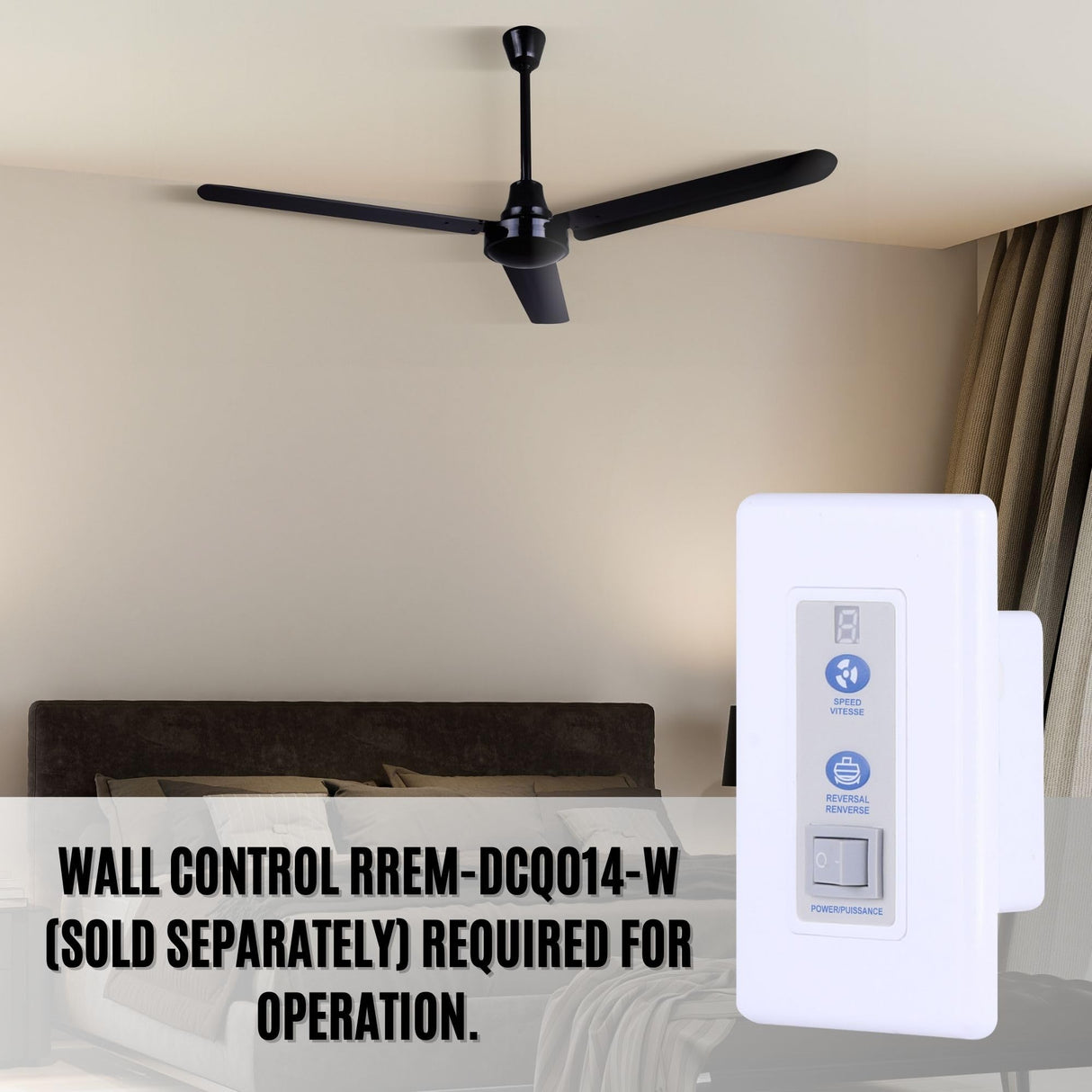 Canarm CP48D10N 48-Inch Industrial DC Ceiling Fan, High-Performance, Black, Downrod Mount, Energy-Efficient Cooling for Commercial & Residential Use Canarm