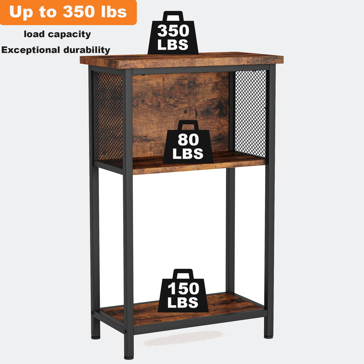 BSONE 5-10 Gallon Fish Tank Stand, Small Aquarium Stand Shelf, 0.71" Thickened Tabletop, 20.5" W×11" D ×34.3" H , Rustic Brown BSONE