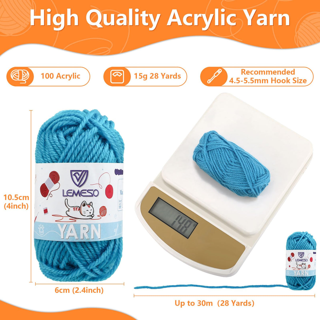 Yinsun 12 Acrylic Yarn Skeins, 12 Colors Starter Mini Crochet Bulk Yarn for Child, Adult Knitting Crochet Crafts (12 x 15g) Yinsun