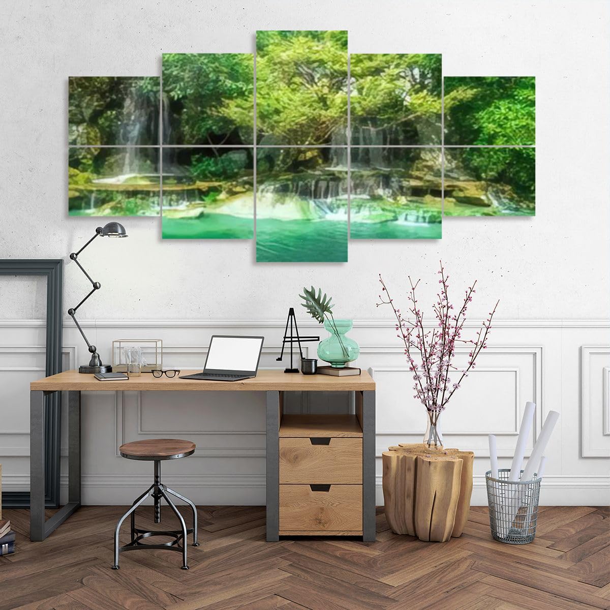 Art Acoustic Panels Of Beautiful Waterfall In Garden At Ratchaburi ProvinceThailand Decorative Sound Absorbing Wall Panel Noise Canceling Soundproof Padding For Home & Office, 10 Pack KEDCOUOREIL