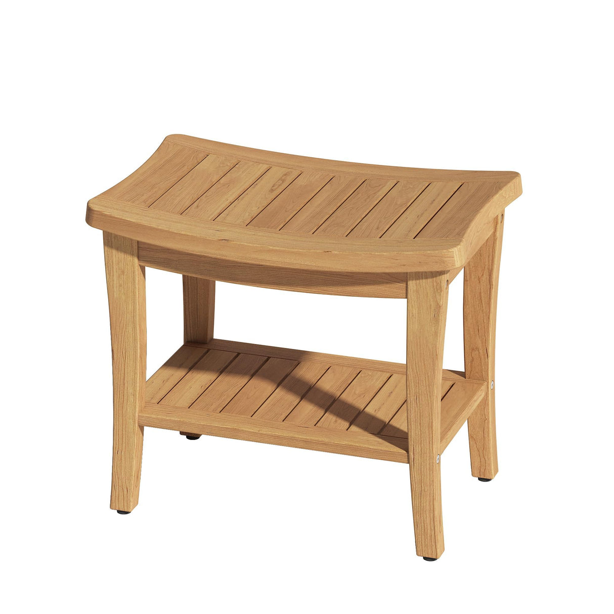 Yardgrace Teak Bathroom Stool, Waterproof Shower Bench with Storage Shelf, Spa Sauna Stool with Anti-Slip Feet, Durable Teak Wood Shower Bench Seat for Indoor or Outdoor Use Yardgrace