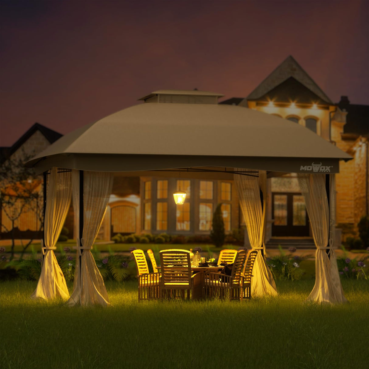 MOWOX POWER 10 x 12' Gazebo with Waterproof Double Vent Roof, Easy-Set up Gazebo with Mosquito Netting, Outdoor Gazebo for Garden, Backyard and Lawns (Khaki). MOWOX POWER
