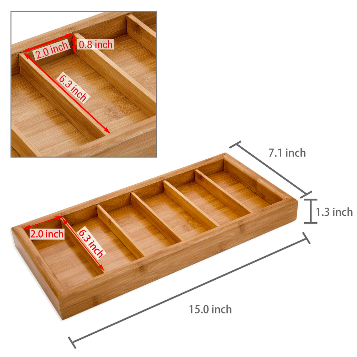 MyGift 7 x 15 inch Modern Bamboo 6-Slot Sunglasses Storage Case, Eyewear Display Tray MyGift