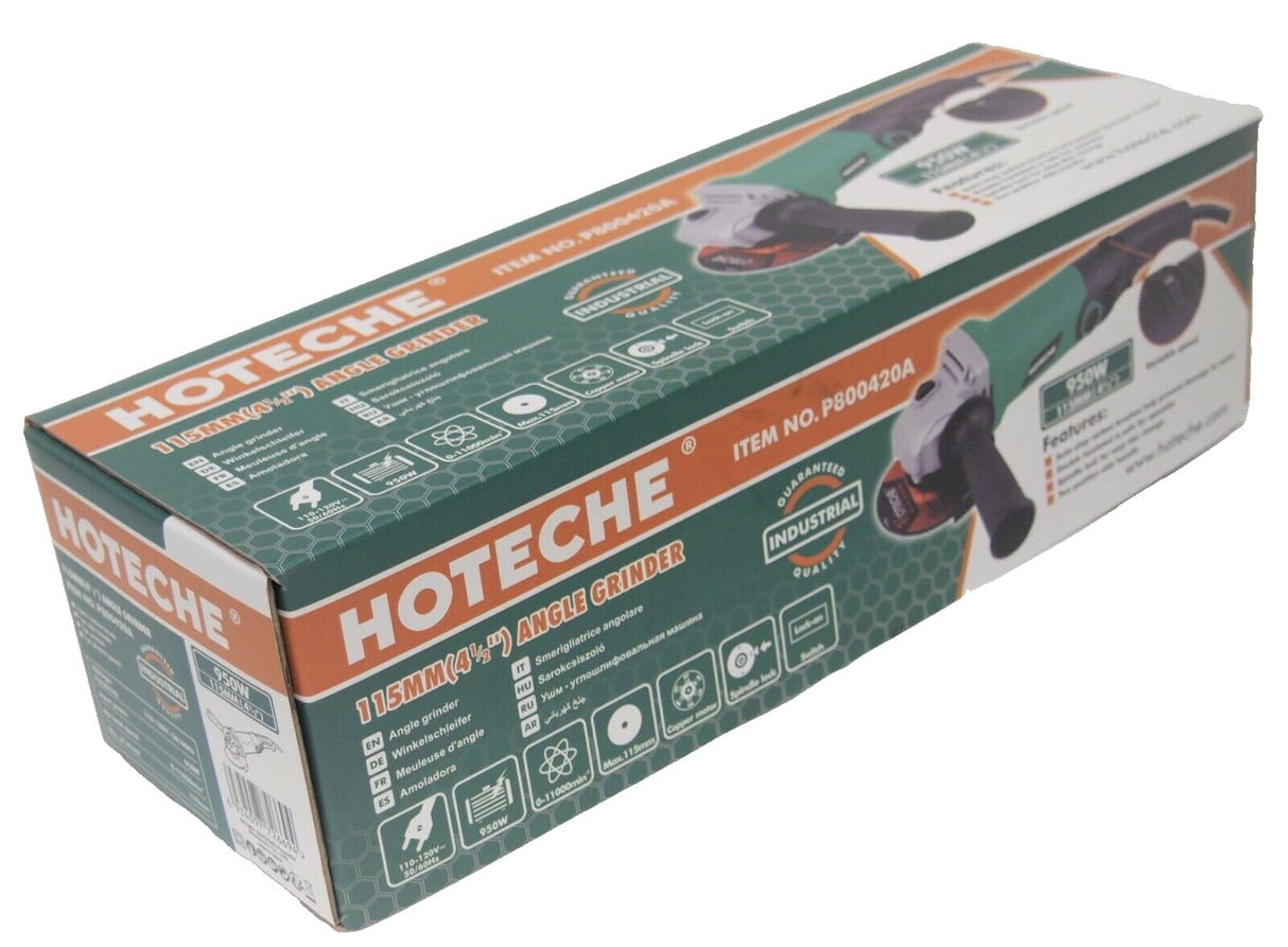 Hoteche 4-1/2" Electric Variable Speed Angle Grinder Trigger Grip Long Handle 950w Hoteche
