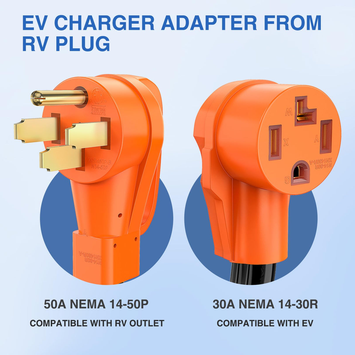Nilight EV Dryer Charger Adapter Cord 50 Amp to 30 Amp 4 Prong Pure Copper 125V/250V Outlet to EV Dryer Plug Conversion Heavy Duty 10 Gauge Wire 14-50P to 14-30R 50M/30F Nilight