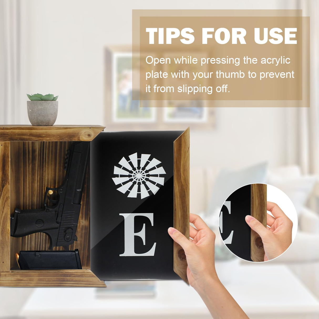 Giassvio Hidden Gun Storage for 2 Pistols - Dual Hand Gun Safe Secret Concealment Furniture Rack Wall Mount, Gun Cabinet Indoor Wood Decor Home, Picture Frame Giassvio